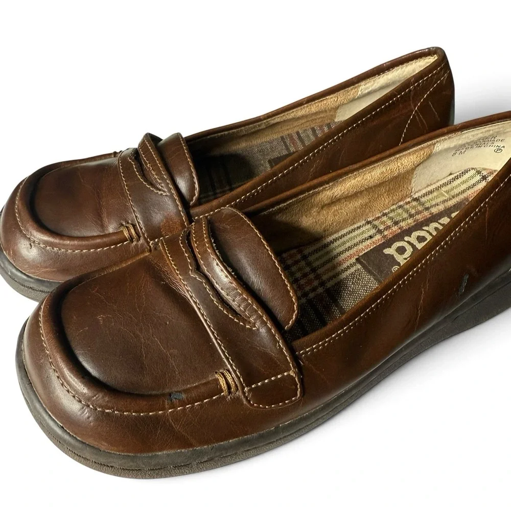 Vintage 90s Y2K Mudd Loafer Shoes Brown Womens Sz 8M Babydoll Dark Academia